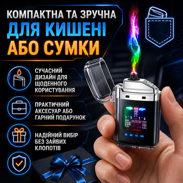 Запальничка електроімпульсна ZGP JL 335 USB Type-C з подвійною плазмовою дугою індикатором заряду прозорим корпусом - Фото 5 Запальничка електроімпульсна ZGP JL 335 USB Type-C з подвійною плазмовою дугою індикатором заряду прозорим корпусом - зображення 5