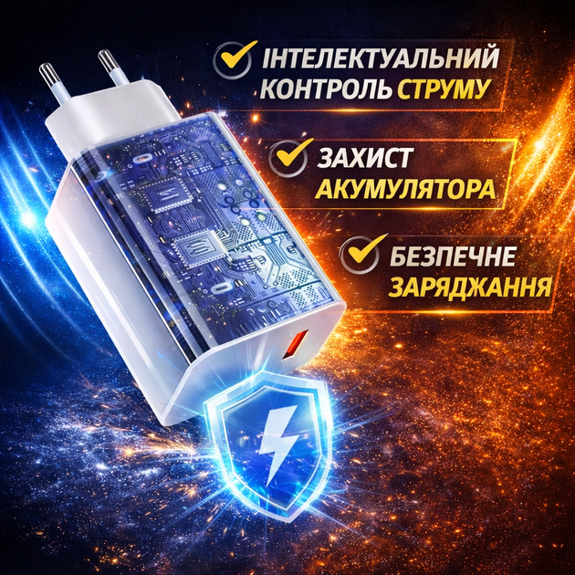 Зарядное устройство 67W сетевой адаптер с кабелем USB Type C быстрая turbo для смартфонов планшетов и мобильных устройств для дома поездок и офиса - изображение 4