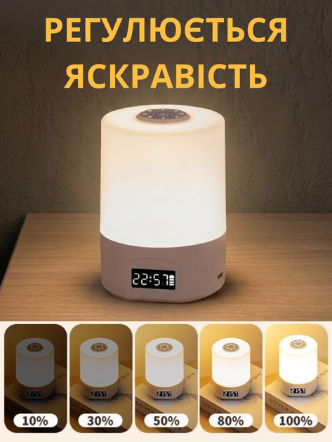 Сенсорный ночник с часами на аккумуляторе Портативный беспроводной светильник Светодиодная настольная лампа для сна - изображение 8