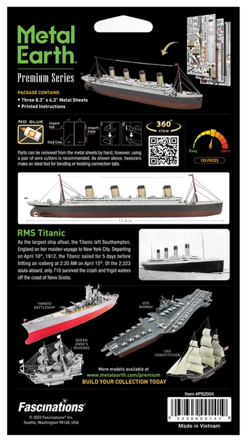 Металевий 3D конструктор "RMS Titanic", Metal Earth, PS2004 - зображення 8