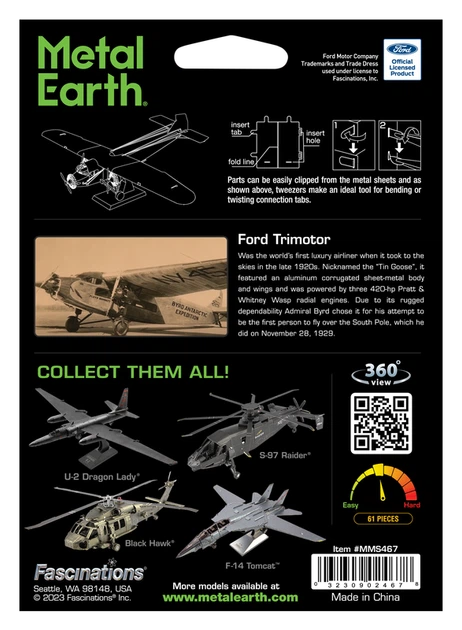 Металевий 3D конструктор "Літак Ford Trimotor", Metal Earth, MMS467 - изображение 8