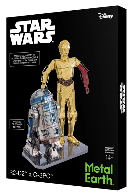 Металевий 3D конструктор "Star Wars C-3PO & R2-D2", Metal Earth, MMG276 - Фото 1 Металевий 3D конструктор "Star Wars C-3PO & R2-D2", Metal Earth, MMG276 - изображение 1