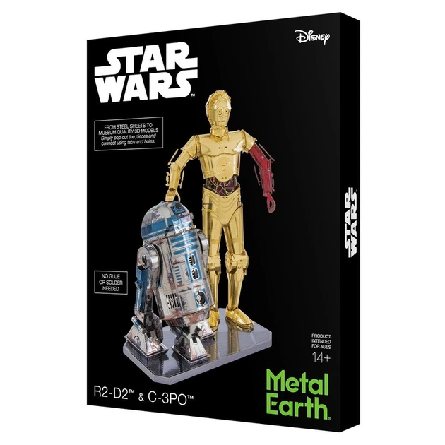 Металевий 3D конструктор "Star Wars C-3PO & R2-D2", Metal Earth, MMG276 - Фото 3 Металевий 3D конструктор "Star Wars C-3PO & R2-D2", Metal Earth, MMG276 - изображение 3