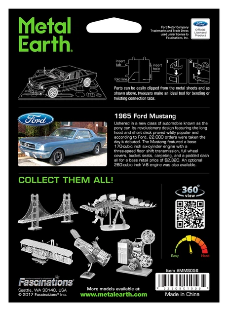 Металевий 3D конструктор "Автомобіль 1965 Ford Mustang", Metal Earth, MMS056 - зображення 8