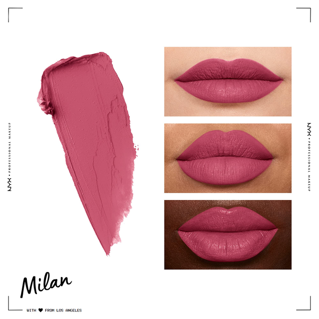 Жидкая помада с матовым финишем Nyx Soft Matte Lip Cream Milan SMLC11 розовый 8 мл - изображение 3