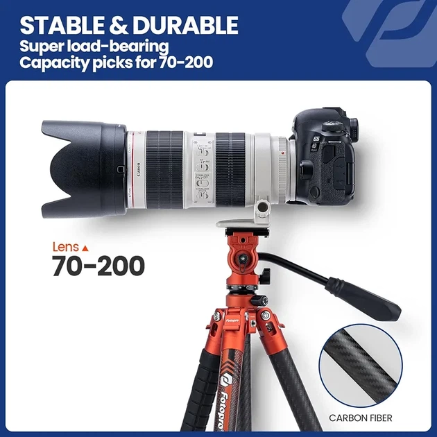 Fotopro X-Aircross 3 Lite Video карбоновый штатив 1.03 кг 154 см жидкостная головка Quick Lock для камеры и смартфона - изображение 7
