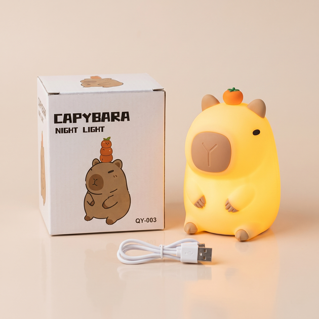 Нічник Капібара силіконовий акумуляторний сенсорний з таймером та регулюванням яскравості - зображення 6