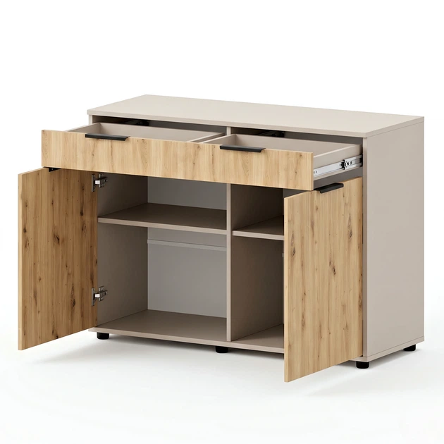 Стильний комод Nola 1200х450х750 з шухлядами та полицями Дуб Артізан/Кашемір - зображення 5