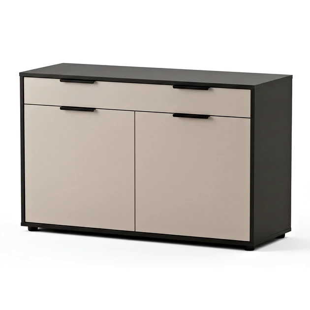 Стильний комод Nola 1200х450х750 з шухлядами та полицями Кашемір/Антрацит - зображення 7