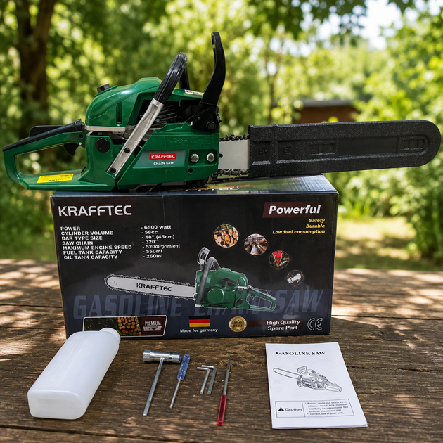 Бензинова ланцюгова пила KRAFFTEC 58 см³, 6500 Вт - зображення 6