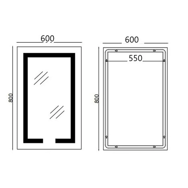 Зеркало Mixxus HARD MR06-60x80-CASE с Led Touch, Anti-fog, диммером, регулятором яркости, часами (MI7157) - изображение 2