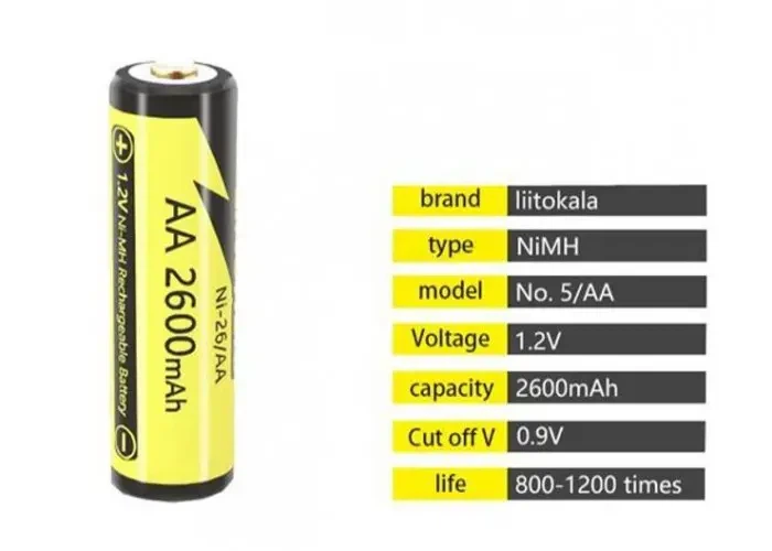 Акумулятор LiitoKala Ni-Mh HR6 AA 1.2V 2600mAh, Ni-26 - зображення 6