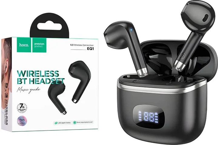 Bluetooth навушники HOCO EQ1 Bluetooth V5.3 TWS чорні - изображение 3
