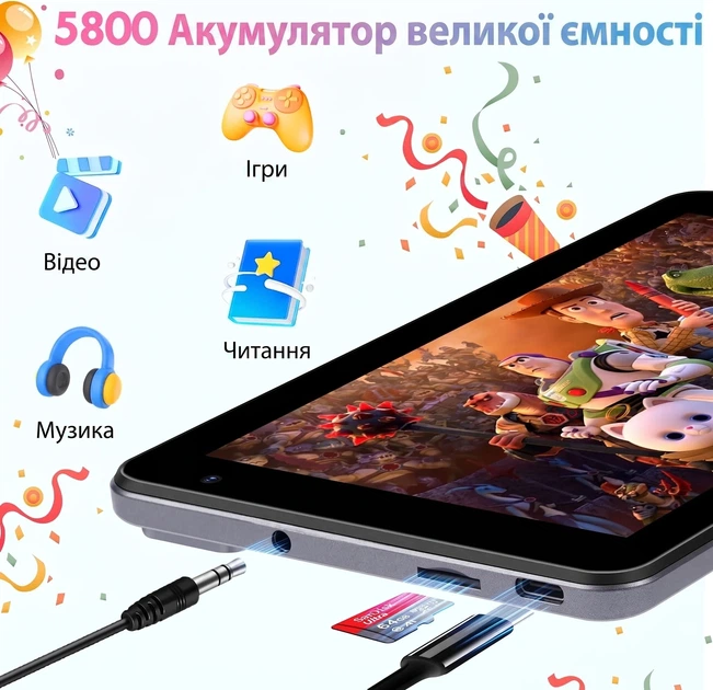 Планшет 7" BISAIKASOW M102 4+4/64Gb 8 ядер Android 13 5800 mAh Серый - Б/У - изображение 5
