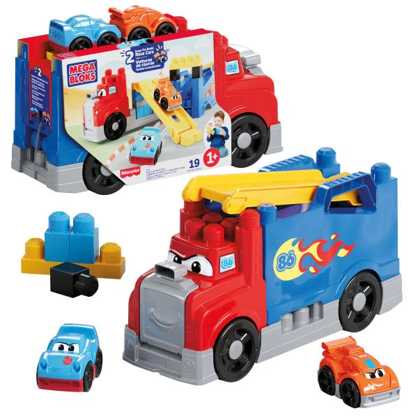 Ciężarówka Mega Bloks Buduj i ścigaj się + 2 samochody i klocki 19 elementów JFR29 2 (194735303977) - obraz 2