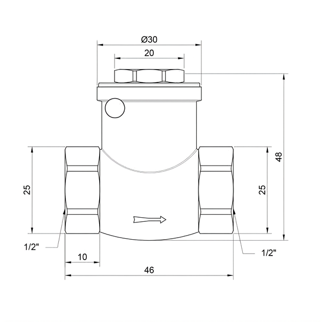 Обратный лепестковый клапан 1/2" (DN15) латунный SD242 - изображение 4