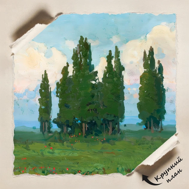 Постер Пейзаж с кипарисами, Труш Иван (1900), A3 30×37 см (id6942) - изображение 4