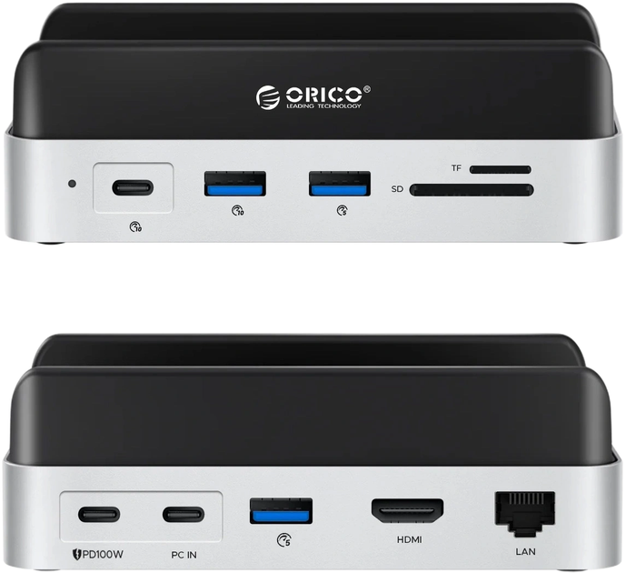 Hub Orico MiniDock 10-in-1 Silver (6942227173270) - obraz 2