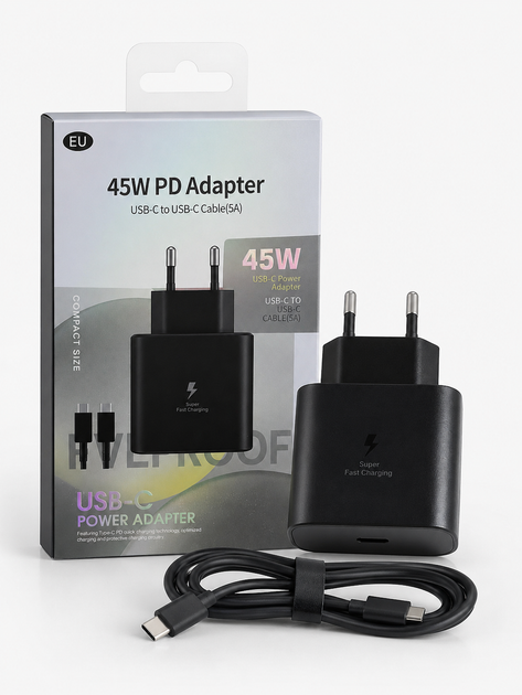 Быстрая зарядка 45W для Samsung Galaxy Super Fast Charging PD Type-C Power Adapter, зарядное устройство для black EU - Фото 5 Быстрая зарядка 45W для Samsung Galaxy Super Fast Charging PD Type-C Power Adapter, зарядное устройство для black EU - изображение 5