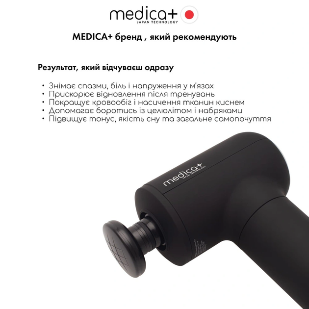 Перкусійний масажер MEDICA+ MassHand Pro 4.0 масажний пістолет для тіла, мʼязів, спини (Japan) - зображення 4