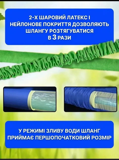 Садовий шланг для поливу V-Hose Pro 120 м Синій: саморозтяжний шланг-гармошка з розпилювачем (7 режимів) - Фото 3 Садовий шланг для поливу V-Hose Pro 120 м Синій: саморозтяжний шланг-гармошка з розпилювачем (7 режимів) - зображення 3