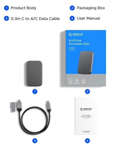 Внешний накопитель SSD 1TB ORICO 500 Мб/с - изображение 3
