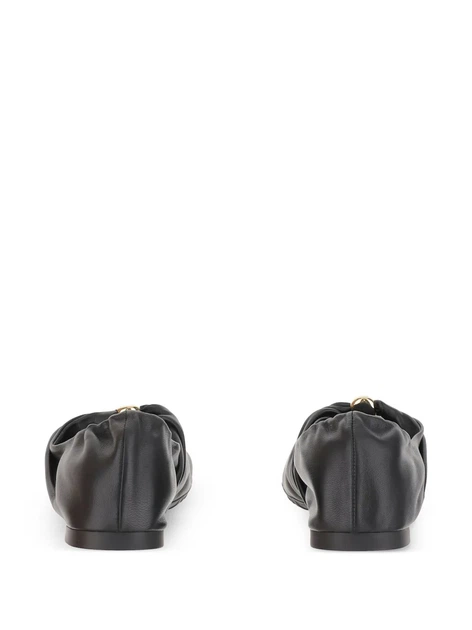 Женские балетки LOEWE из натуральной кожи черные 41(25,5) - изображение 4