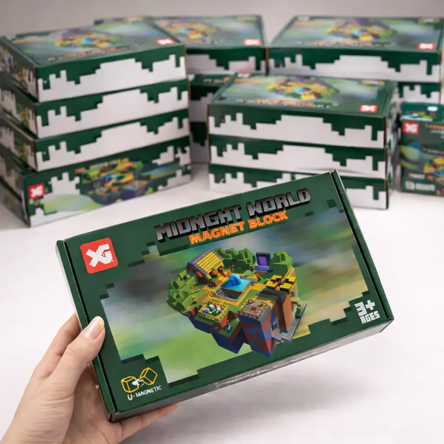 Магнитный конструктор Minecraft 100 + ПОДАРОК 3 фигурки шт по игре Майнкрафт Лед и Снег Mk001012 - изображение 7