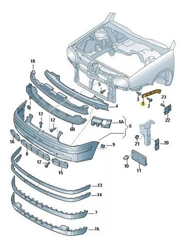 Кріплення переднього бампера AVTM Volkswagen Bora/Golf IV 1999-2005 праве 1J0807184A, 189543932 - зображення 2
