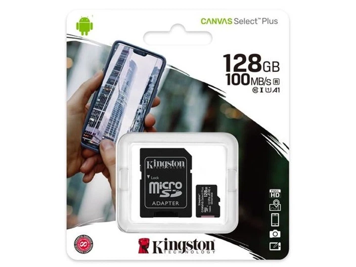 Карта пам'яті microSDXC 128GB class 10 UHS-I U1 V10 A1 Kingston Canvas Select Plus (SDCS3/128GB) - изображение 2