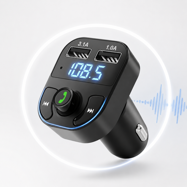 FM‑трансмітер CAR X8 Bluetooth, MP3, 2×USB, гучний зв’язок - Фото 1 FM‑трансмітер CAR X8 Bluetooth, MP3, 2×USB, гучний зв’язок - зображення 1