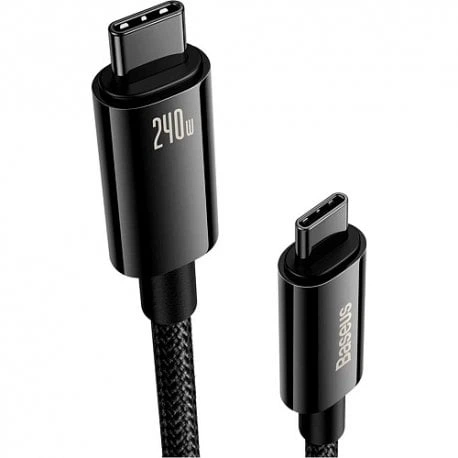 Кабель Baseus Tungsten Gold Fast Charging Type-C to Type-C 240W (2m) (CAWJ040101) - Фото 2 Кабель Baseus Tungsten Gold Fast Charging Type-C to Type-C 240W (2m) (CAWJ040101) - зображення 2