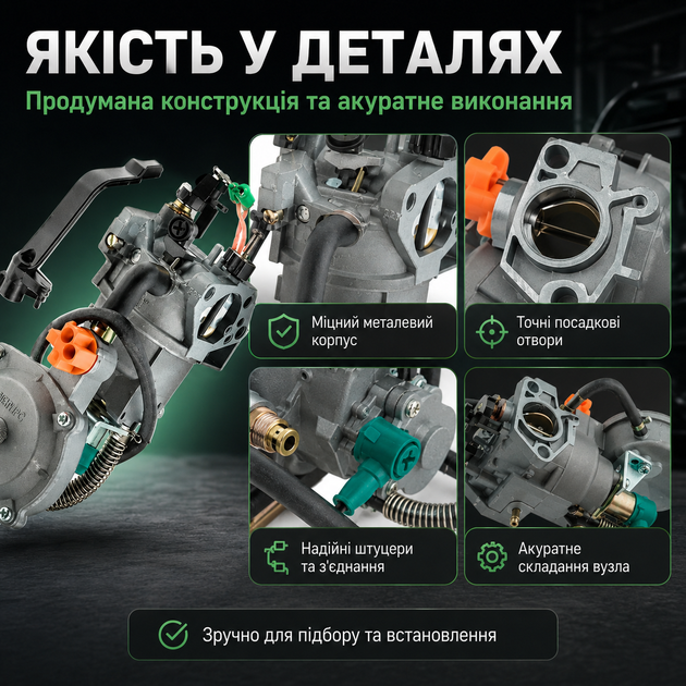 Газовый карбюратор LPG 188F для генератора 5–10 кВт под пропан-бутан и бензин, запчасть для переоборудования двигателей 190F, 192F, GX390, GX420 - изображение 2
