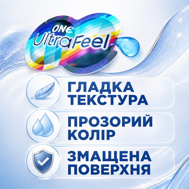 Презерватив ONE UltraFeel 2в1 ультратонкий латексный гладкий прозрачный с лубрикантом 2 мл 1 шт - изображение 3