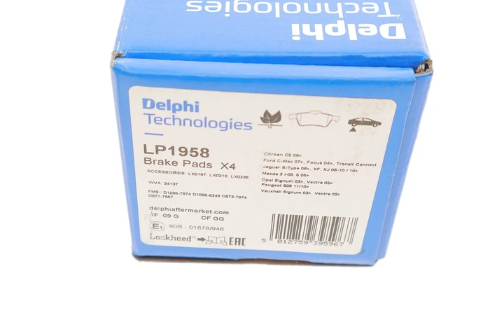 Колодки гальмові Delphi LP1958 Jaguar XJ, XF, XK; Ford C-Max, Focus, Kuga, Transit; Opel Vectra; Volvo V50, S40, V40; Citroen C5; Mazda 3; Renault Espace; Peugeot 508 BPYK2648ZB, C2Y32648ZB, 1233679 - Фото 7 Колодки гальмові Delphi LP1958 Jaguar XJ, XF, XK; Ford C-Max, Focus, Kuga, Transit; Opel Vectra; Volvo V50, S40, V40; Citroen C5; Mazda 3; Renault Espace; Peugeot 508 BPYK2648ZB, C2Y32648ZB, 1233679 - зображення 7