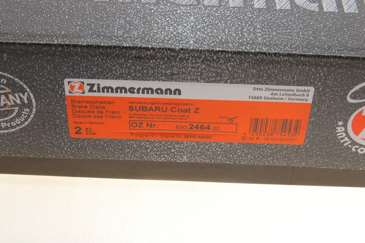 Тормозные диски ZIMMERMANN 530246420 Subaru Legacy, Forester, Outback 26300AG000, 26300AG001 - Фото 8 Тормозные диски ZIMMERMANN 530246420 Subaru Legacy, Forester, Outback 26300AG000, 26300AG001 - зображення 8
