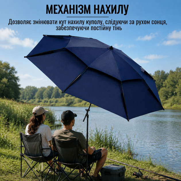 Зонтик пляжный садовый рыболовный 2.4M / Зонтик-антивитер с наклоном Outdoor Umbrella / Усиленный зонтик - изображение 2