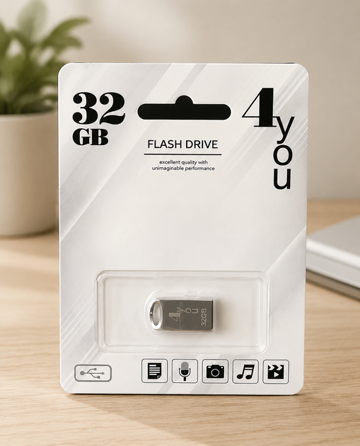 USB-накопитель флешка на 32Gb 4you 105 Metal series Silver - Фото 1 USB-накопитель флешка на 32Gb 4you 105 Metal series Silver - изображение 1