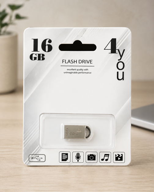 USB-накопитель флешка на 16Gb 4you 107 Metal series Silver - Фото 1 USB-накопитель флешка на 16Gb 4you 107 Metal series Silver - изображение 1