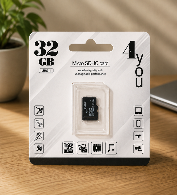 Карта памяти Micro SD 32Gb 4you Class10 без ад. (UHS-1) - Фото 1 Карта памяти Micro SD 32Gb 4you Class10 без ад. (UHS-1) - изображение 1