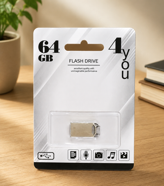 USB-накопитель флешка на 64Gb 4you 110 Metal series Silver - Фото 1 USB-накопитель флешка на 64Gb 4you 110 Metal series Silver - изображение 1