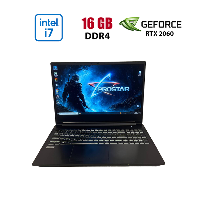Ігровий ноутбук Prostar NH55ED / 15.6" (1920x1080) IPS / Intel Core i7-8750H (6 (12) ядер по 2.2 - 4.1 GHz) / 16 GB DDR4 / 128 GB SSD + 1000 GB HDD / nVidia GeForce RTX 2060, 6 GB GDDR6, 192-bit / WebCam б/в - Фото 1 Ігровий ноутбук Prostar NH55ED / 15.6" (1920x1080) IPS / Intel Core i7-8750H (6 (12) ядер по 2.2 - 4.1 GHz) / 16 GB DDR4 / 128 GB SSD + 1000 GB HDD / nVidia GeForce RTX 2060, 6 GB GDDR6, 192-bit / WebCam б/в - зображення 1