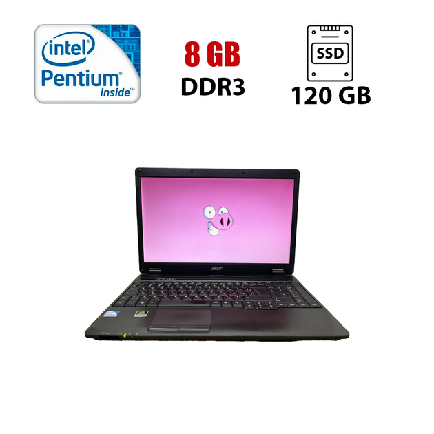 Ноутбук Б-клас Acer Extenza 5635zg / 15.6" (1366x768) TN / Intel Pentium T4500 (2 ядра по 2.3 GHz) / 8 GB DDR3 / 120 GB SSD / nVidia GeForce G105M, 512 MB GDDR3, 64-bit / Без АКБ б/в - Фото 1 Ноутбук Б-клас Acer Extenza 5635zg / 15.6" (1366x768) TN / Intel Pentium T4500 (2 ядра по 2.3 GHz) / 8 GB DDR3 / 120 GB SSD / nVidia GeForce G105M, 512 MB GDDR3, 64-bit / Без АКБ б/в - зображення 1