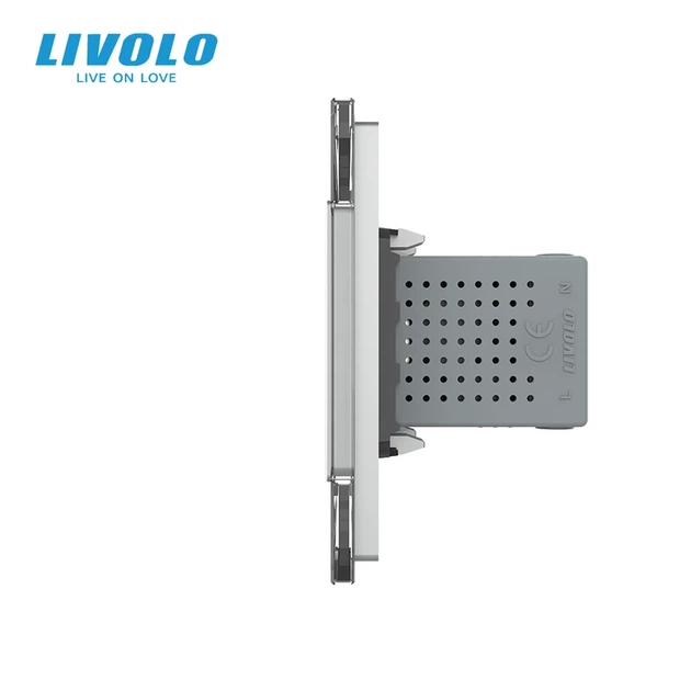 Розетка з заземленням з 2 USB розетками LIVOLO сіра 2.5D скло