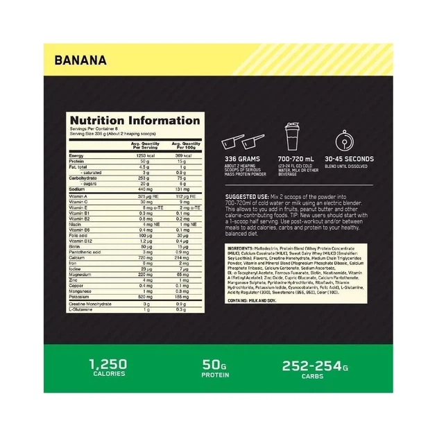 Гейнер Serious Mass Optimum Nutrition Банан 2720 г - зображення 4