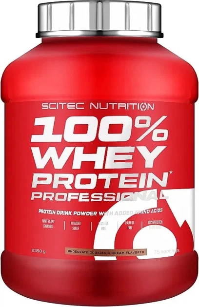 Сывороточный протеин 100% Whey Protein Professional Scitec Nutrition, шоколадное печенье и сливки, 5 кг - Фото 1 Сывороточный протеин 100% Whey Protein Professional Scitec Nutrition, шоколадное печенье и сливки, 5 кг - изображение 1