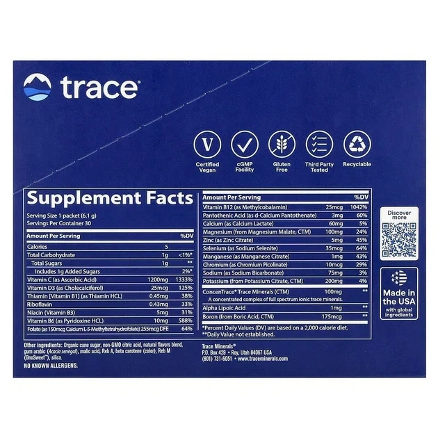 Электролиты Trace Minerals Research (Electrolyte Stamina Power Pak) 30 пакетиков со вкусом апельсина - изображение 2