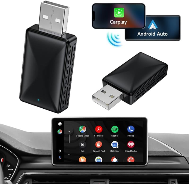 Автомобільний бездротовий адаптер CarPlay та Android Auto 2-в-1 Anyfar 5.8GHz - Фото 1 Автомобільний бездротовий адаптер CarPlay та Android Auto 2-в-1 Anyfar 5.8GHz - зображення 1