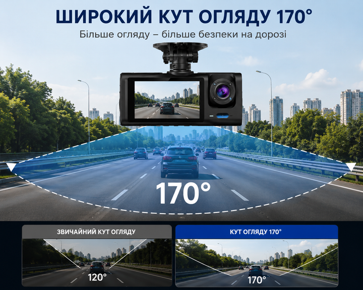 Видеорегистратор для автомобиля 2 камеры, AB-0891, full HD 1080P, black - Фото 5 Видеорегистратор для автомобиля 2 камеры, AB-0891, full HD 1080P, black - изображение 5
