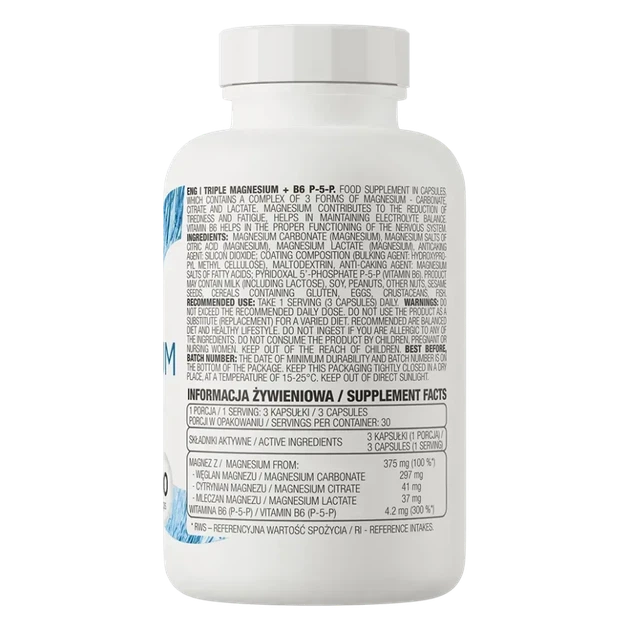 Потрійний Магній Ostrovit + B6 + P-5-P Triple Magnesium + B6 P-5-P 90 капсул (OST-29219) - зображення 3